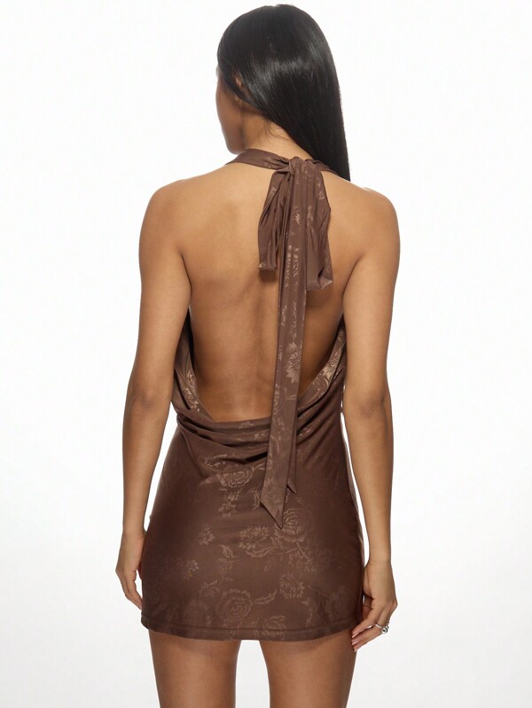 Missguided MISSGUIDED Elegant Velour Mini Dress With Plunge Neck And Cowl Draping