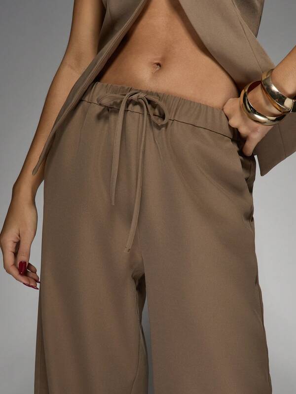 Missguided MISSGUIDED Elegant Waistcoat Wide Leg Suit Two-Piece Outfits
