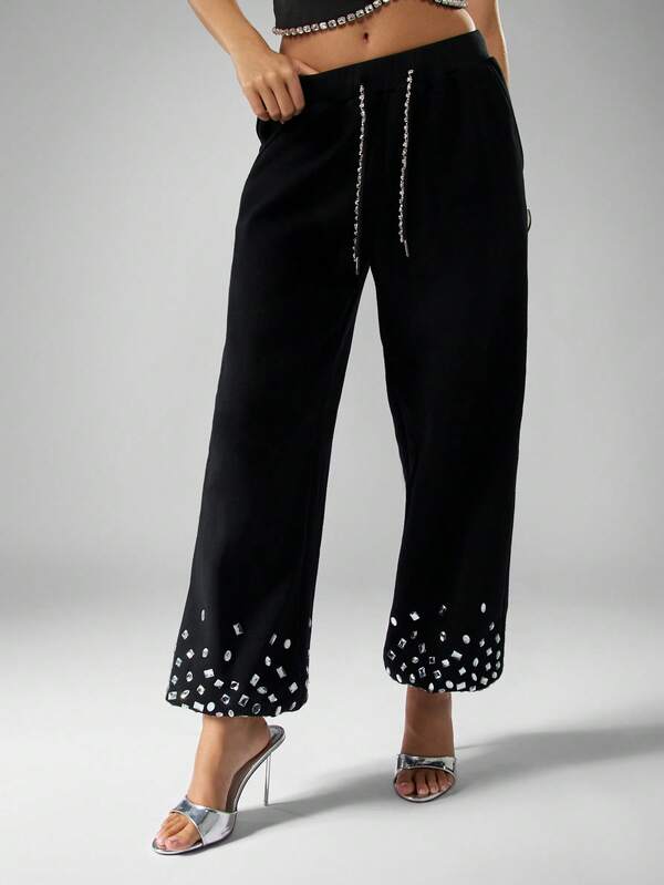 missguided MISSGUIDED Embellished Joggers With Sequin Hem Detail