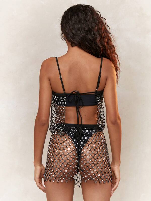 Missguided MISSGUIDED Embellished Knit Open Back Bandeau Mini Dress