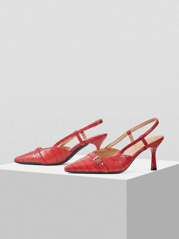 Missguided MISSGUIDED Embossed Slingback Pumps With Buckle Detail