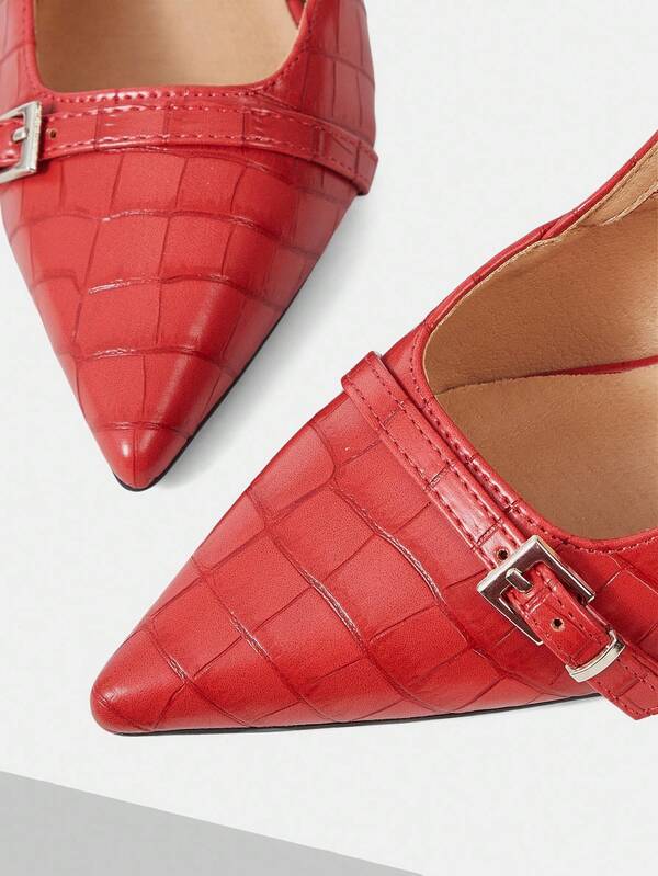 Missguided MISSGUIDED Embossed Slingback Pumps With Buckle Detail