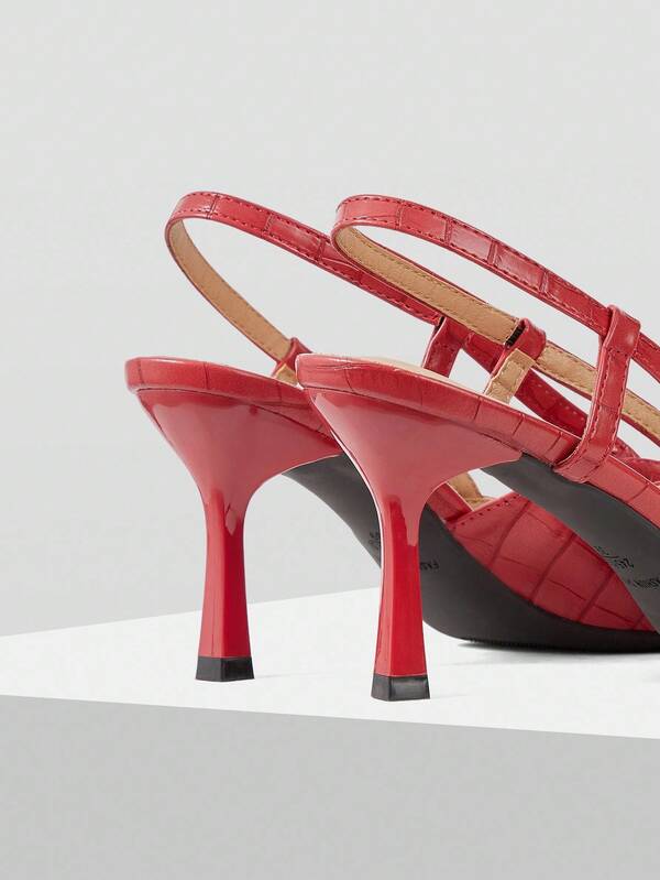 Missguided MISSGUIDED Embossed Slingback Pumps With Buckle Detail