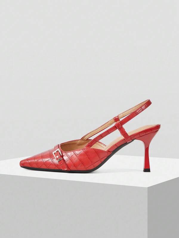 missguided MISSGUIDED Embossed Slingback Pumps With Buckle Detail