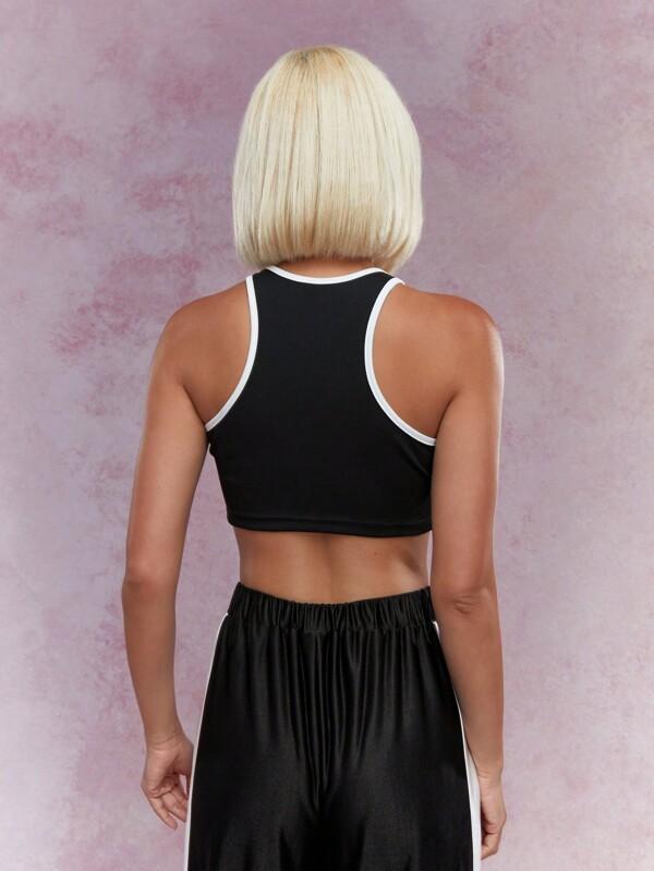 Missguided MISSGUIDED Embroidered Logo Contrast Binding Tank Top