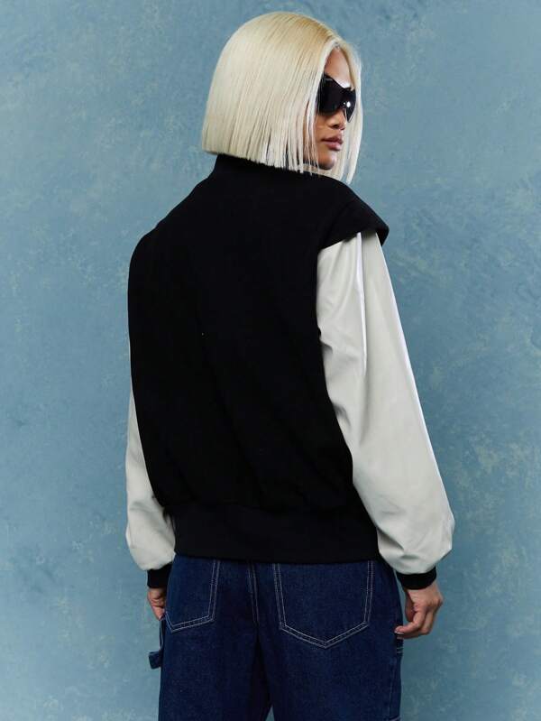 Missguided MISSGUIDED Embroidered Logo Varsity Jacket Winter Wear