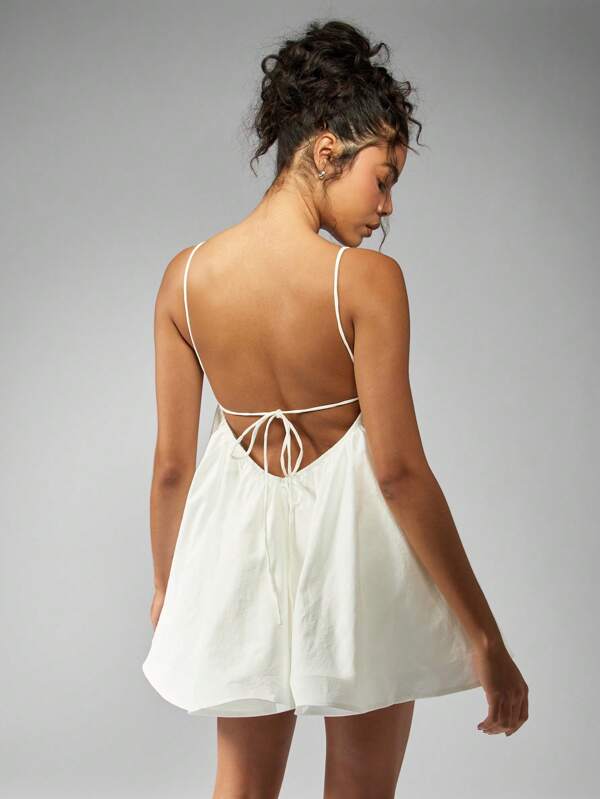 Missguided MISSGUIDED Empire Waist Babydoll Strappy Poplin Mini Dress