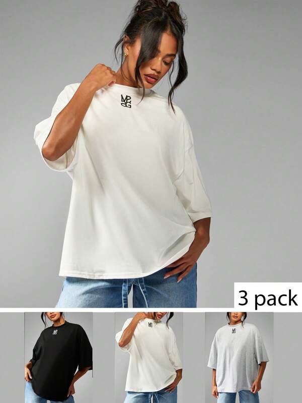 missguided MISSGUIDED Essential Basic Cotton Oversized T-Shirt 3 Pack