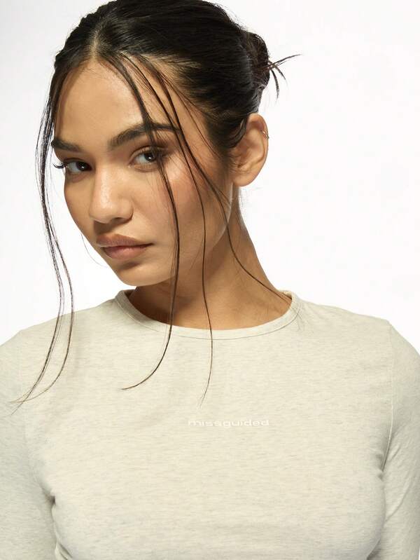 Missguided MISSGUIDED Essential Long Sleeve Fitted Crew Neck Top