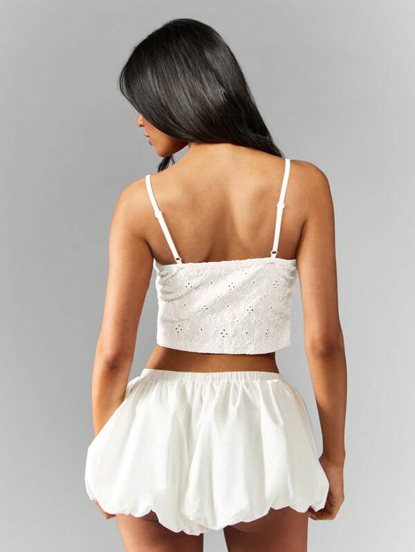 Missguided MISSGUIDED Eyelet Lace Tie Front Corset Style Crop Tank