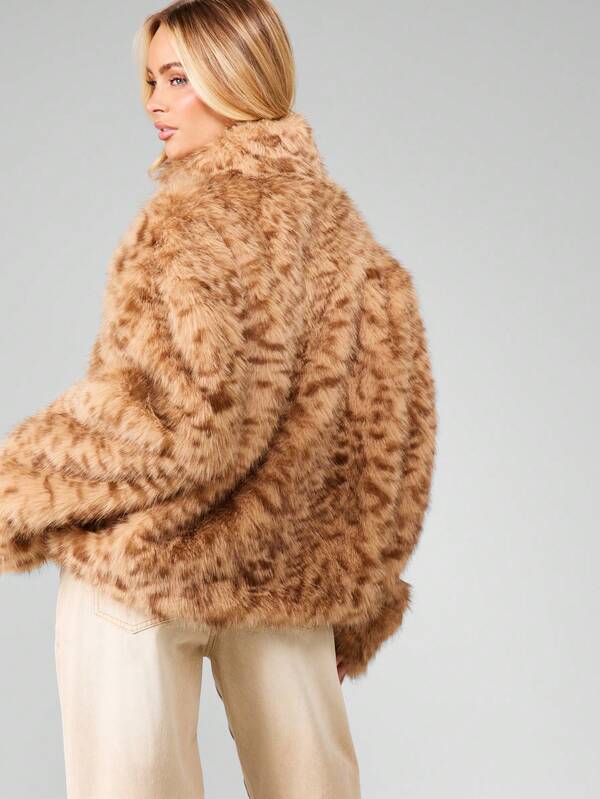 Missguided MISSGUIDED Faux Fur Zip Up Cropped Jacket