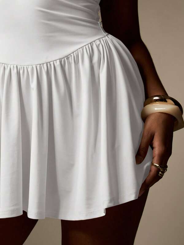 Missguided MISSGUIDED Fit And Flare Pleated Jersey Tank Sleeveless Mini Dress