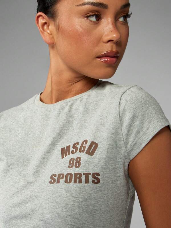 Missguided MISSGUIDED Fitted Baby Tee With Sports Logo Print