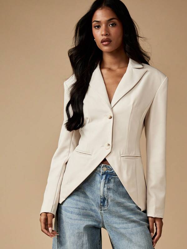 missguided MISSGUIDED Fitted Blazer With Lapel And Side Pockets