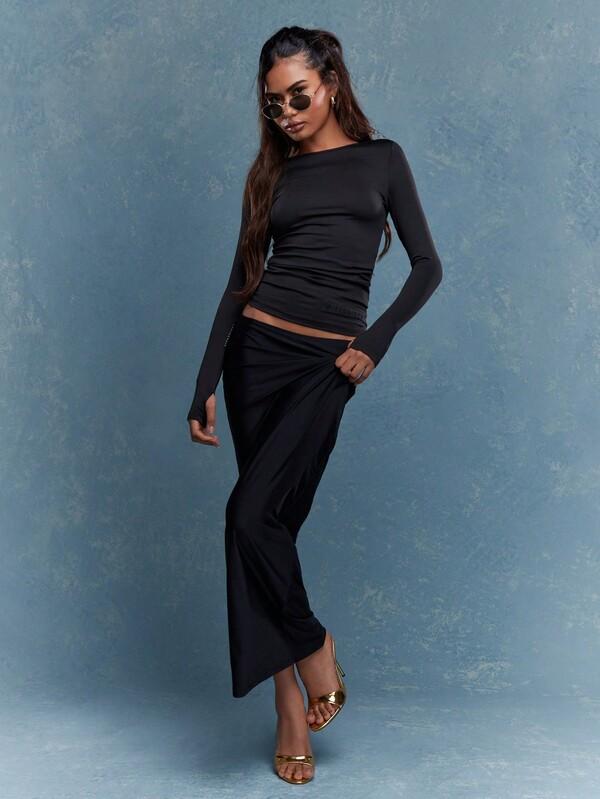 Missguided MISSGUIDED Fitted Boat Neck Long Sleeves T-Shirt