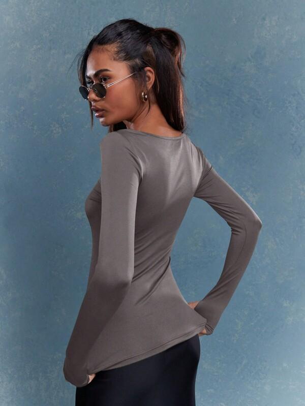 Missguided MISSGUIDED Fitted Boat Neck Long Sleeves T-Shirt