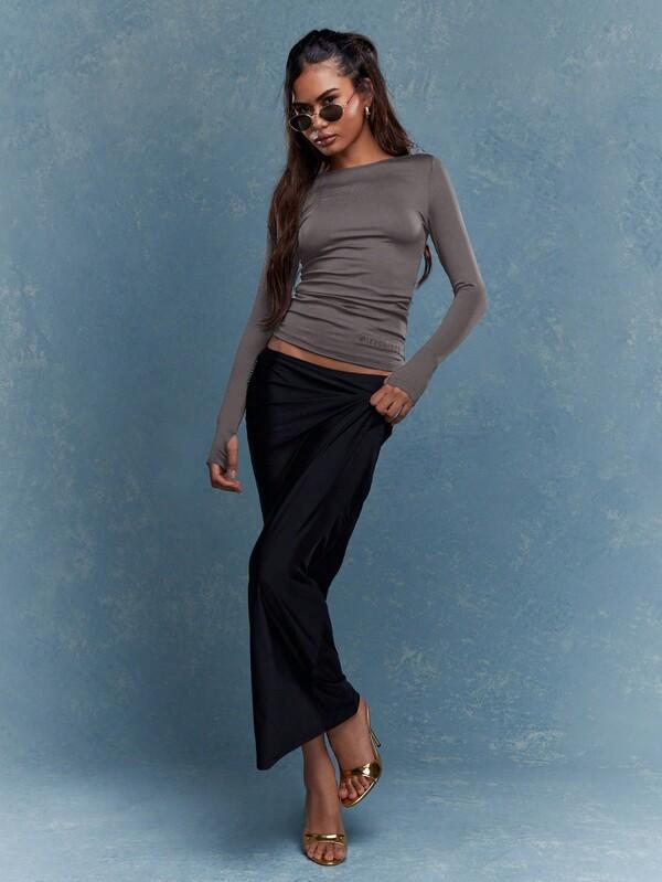 Missguided MISSGUIDED Fitted Boat Neck Long Sleeves T-Shirt