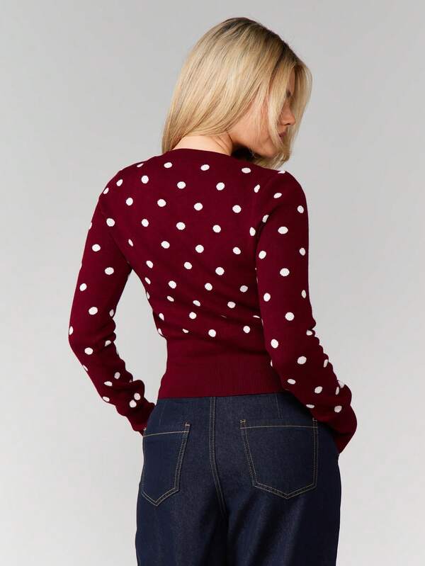 Missguided MISSGUIDED Fitted Cardigan With Polka Dots