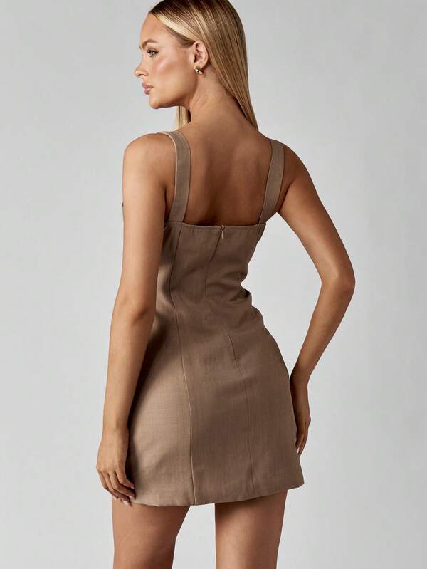 Missguided MISSGUIDED Fitted Corset Mini Dress With Bronze Studs