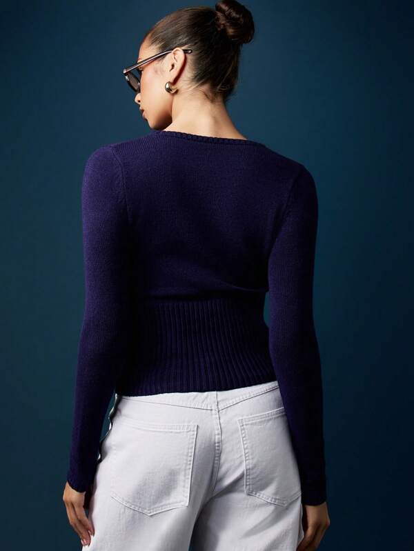 Missguided MISSGUIDED Fitted Crop Sweater With Stripe Detail
