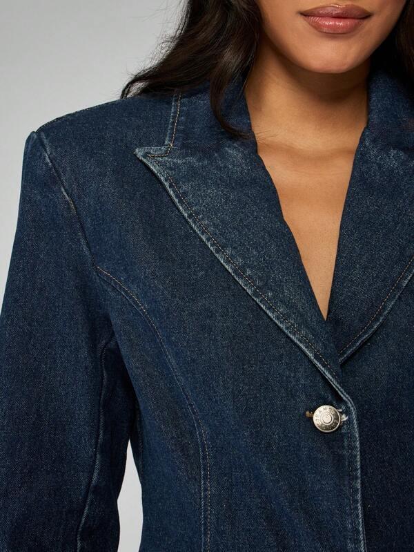 Missguided MISSGUIDED Fitted Denim Blazer With Double Button Closure