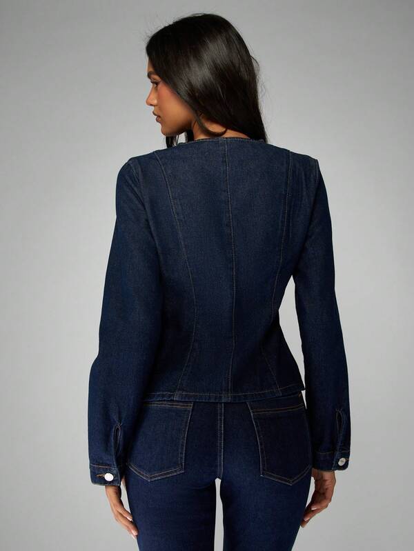 Missguided MISSGUIDED Fitted Denim Jacket With Button Front Closure