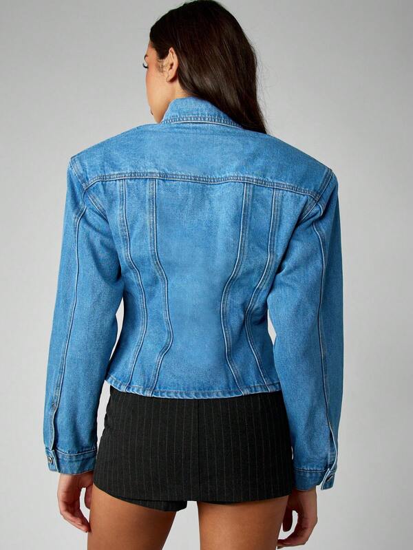 Missguided MISSGUIDED Fitted Denim Jacket With Corset Style Waist