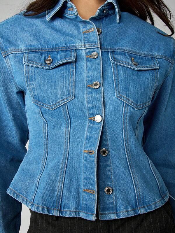 Missguided MISSGUIDED Fitted Denim Jacket With Corset Style Waist