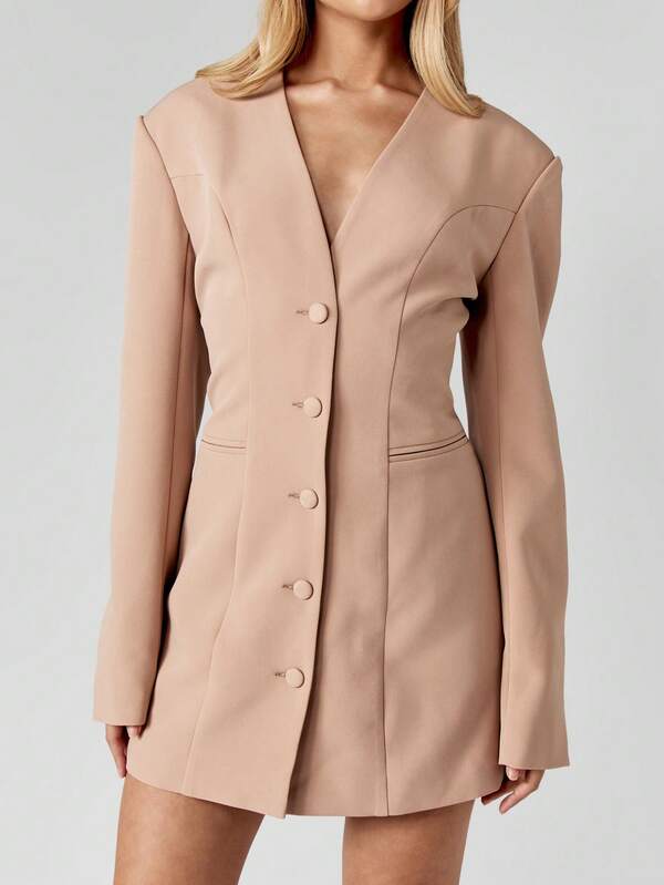 Missguided MISSGUIDED Fitted Double Breasted Blazer Dress With Structured Shoulders