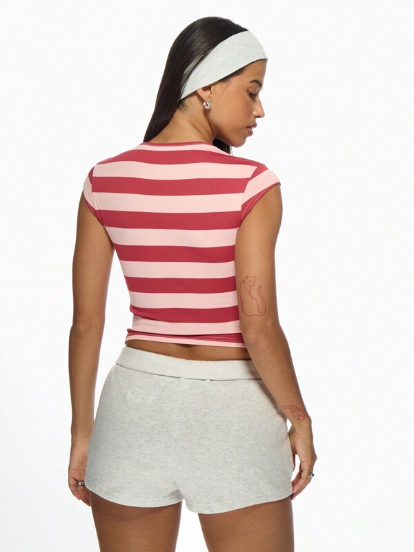 Missguided MISSGUIDED Fitted Retro Striped Baby Tee Women Tops