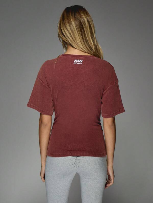 Missguided MISSGUIDED Fitted Ribbed T-Shirt With Short Sleeves And Crew Neck