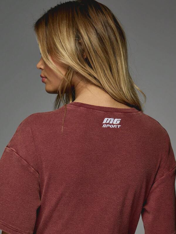 Missguided MISSGUIDED Fitted Ribbed T-Shirt With Short Sleeves And Crew Neck