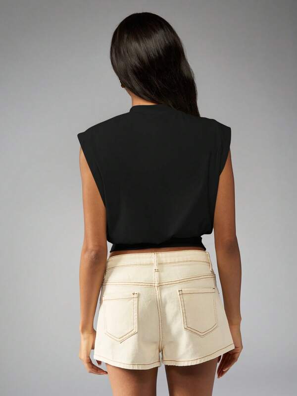 Missguided MISSGUIDED Fitted Sleeveless Crop T-Shirt