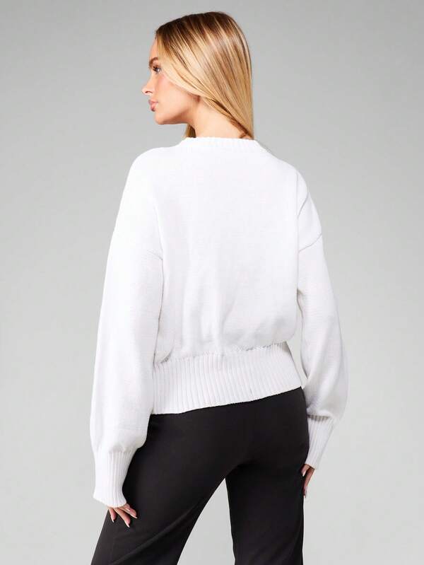 Missguided MISSGUIDED Fitted Waist Ribbed Knit Sweater