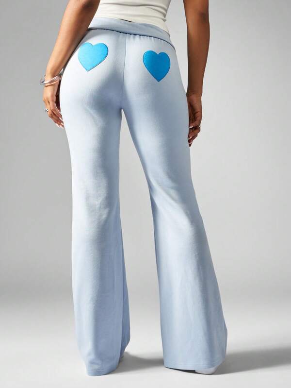 missguided MISSGUIDED Flared Leg Loungewear Sweatpants With Heart Pattern