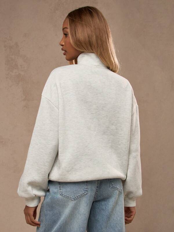 Missguided MISSGUIDED Fleece Quarter Zip High Neck Sweatshirt
