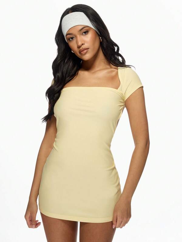 Missguided MISSGUIDED Flirty Square Neck Bodycon Mini Dress