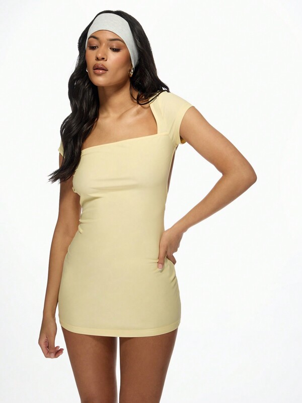 missguided MISSGUIDED Flirty Square Neck Bodycon Mini Dress