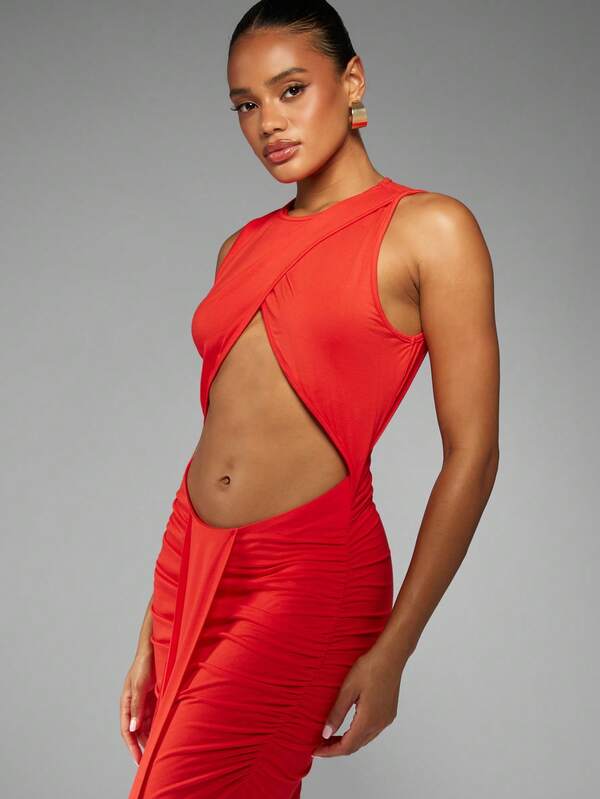 Missguided MISSGUIDED Floor Length Bodycon Dress With Cut Out Design
