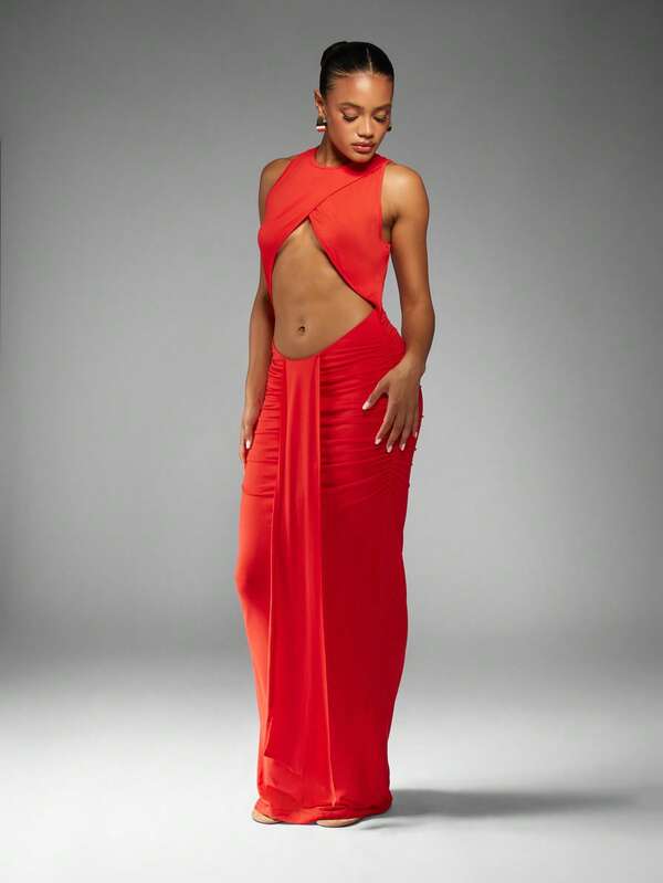 Missguided MISSGUIDED Floor Length Bodycon Dress With Cut Out Design
