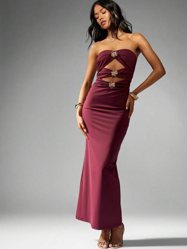 missguided MISSGUIDED Floor Length Cut Out Design Maxi Dress