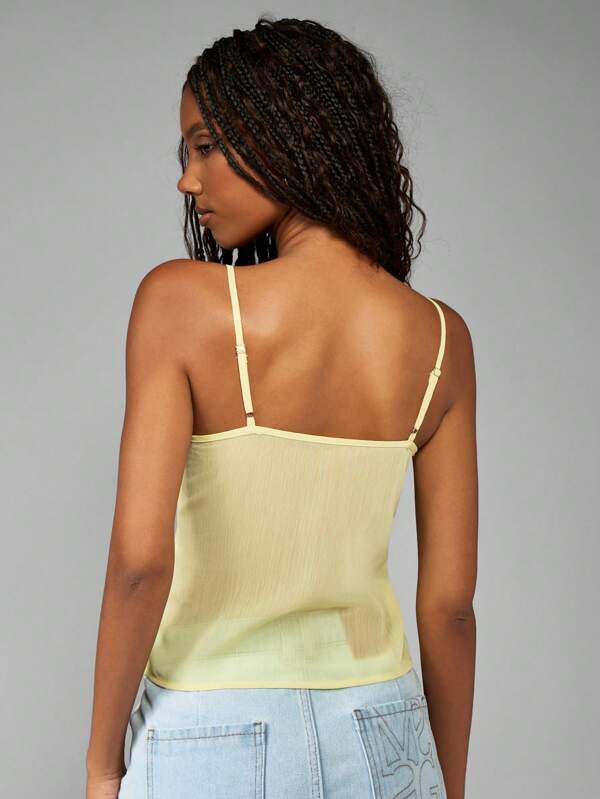 Missguided MISSGUIDED Floral Accent Sleeveless Cami Top With Butterfly Detail
