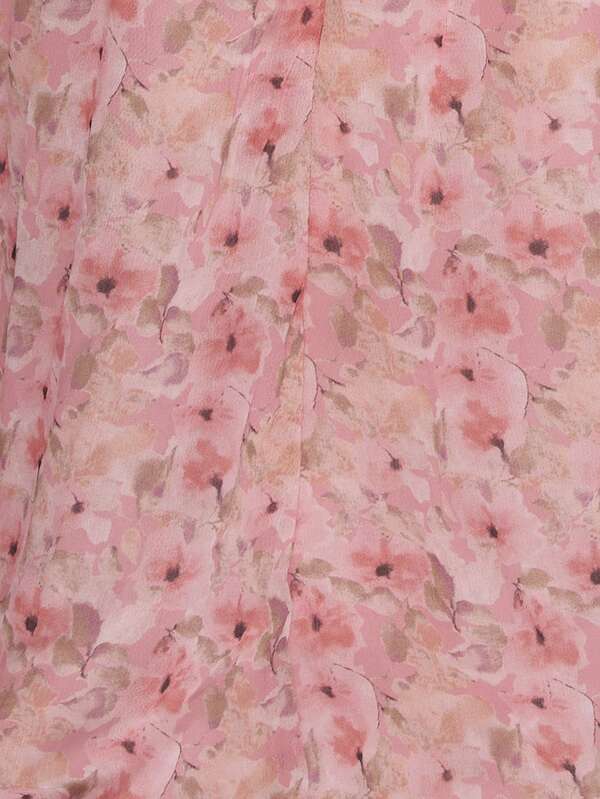 Missguided MISSGUIDED Floral Chiffon Long Sleeve Mini Dresses