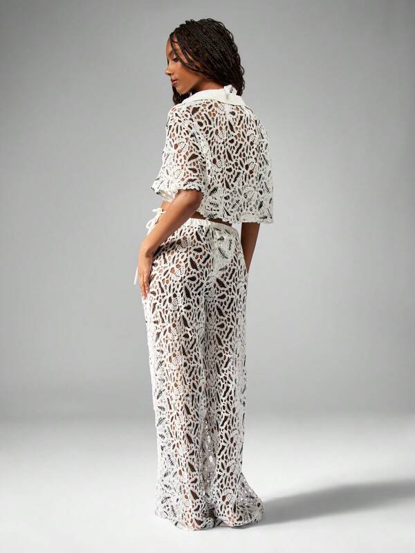 Missguided MISSGUIDED Floral Crochet Matching Set Two-Piece Outfit
