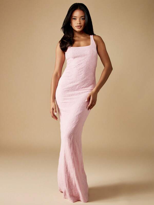 Missguided MISSGUIDED Floral Jacquard Maxi Dress With Open Back Detail