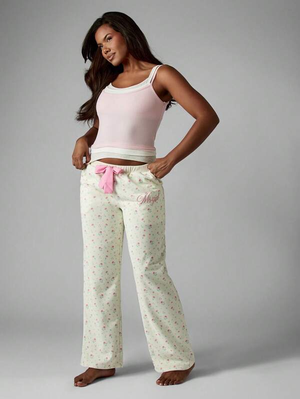 Missguided MISSGUIDED Floral Print Pajama Pants With Bow Tie