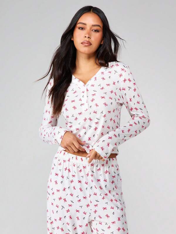 Missguided MISSGUIDED Floral Print Pajama Set With Long Sleeves