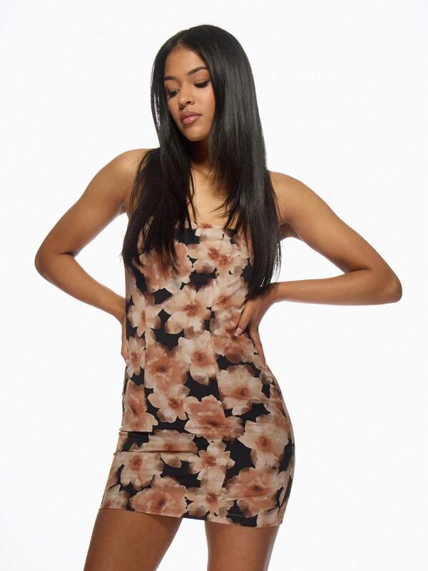 Missguided MISSGUIDED Floral Print Strapless Bodycon Mini Dress