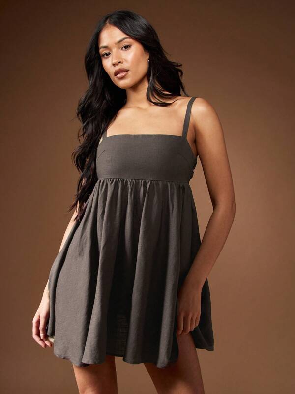 missguided MISSGUIDED Flowy Empire Waist Mini Dress With Pockets