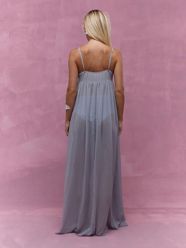 Missguided MISSGUIDED Flowy Sheer Cami Maxi Dress Shorts Two Piece Set